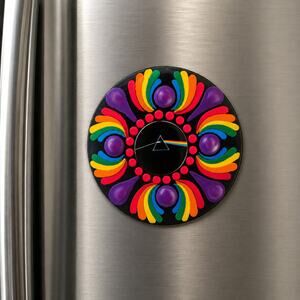 Mini Wood Album Magnet – Hand Painted Pink Floyd Mandala